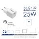 Dodatna slika Punjač AK-CH-22 USB-C PD 5-12V / max. 3A 25W Quick Charge 3.0 GaN